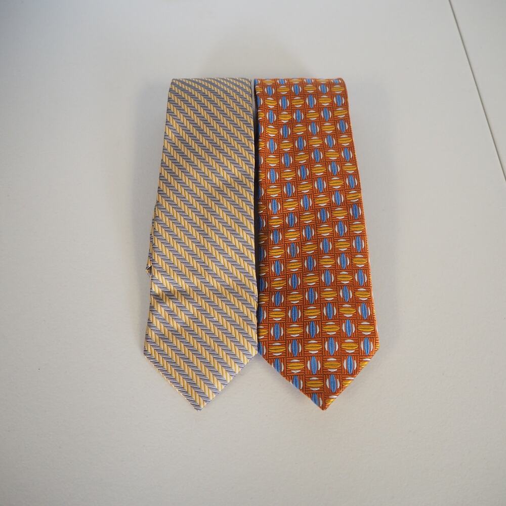 Jos.‎ A. Bank Signature Collection 100% Pure Silk Neckties Gold/Orange/Blue Ties